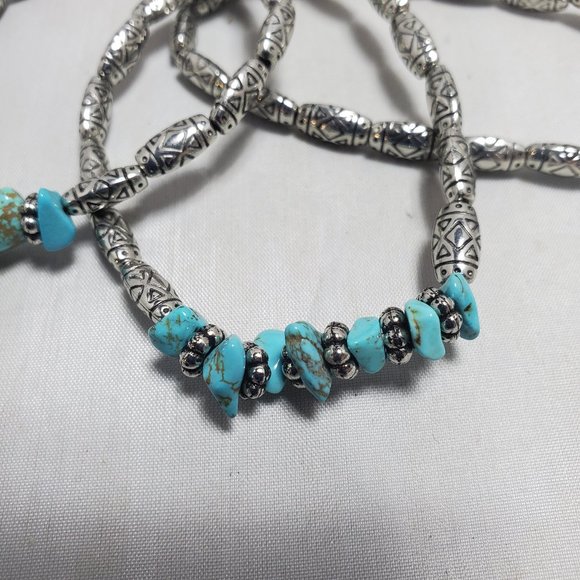 Ruff Hewn Three Silverstone Turquoise Beaded Stretch Bracelet - Picture 4 of 5
